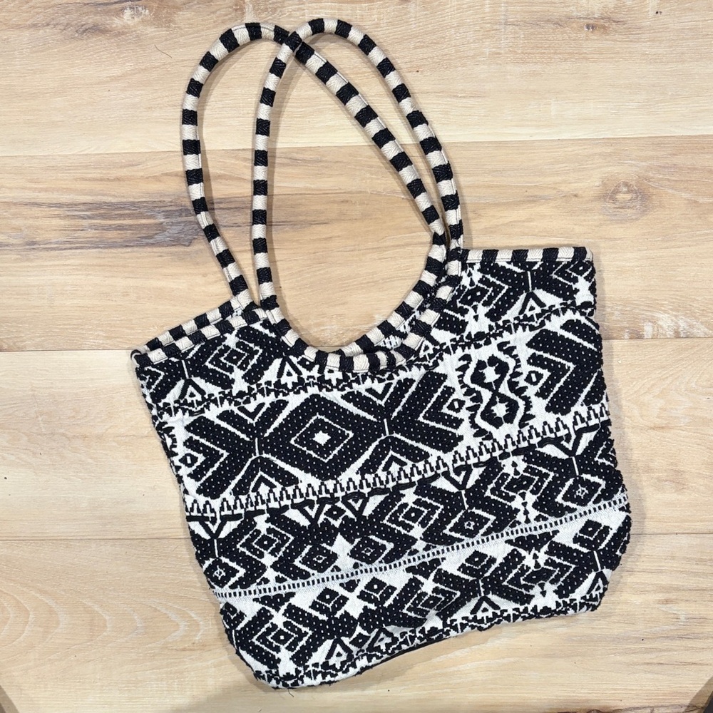 Black and White Patterned Tote Bag